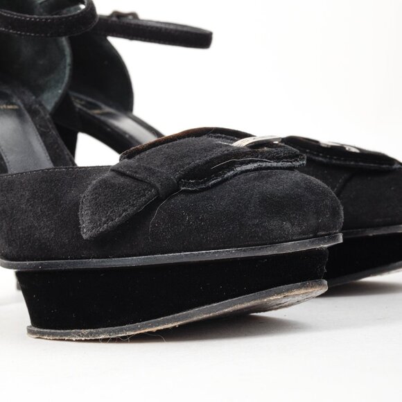Fendi Vintage Icon Black Suede Velvet Buckle Platforms - Picture 8 of 11